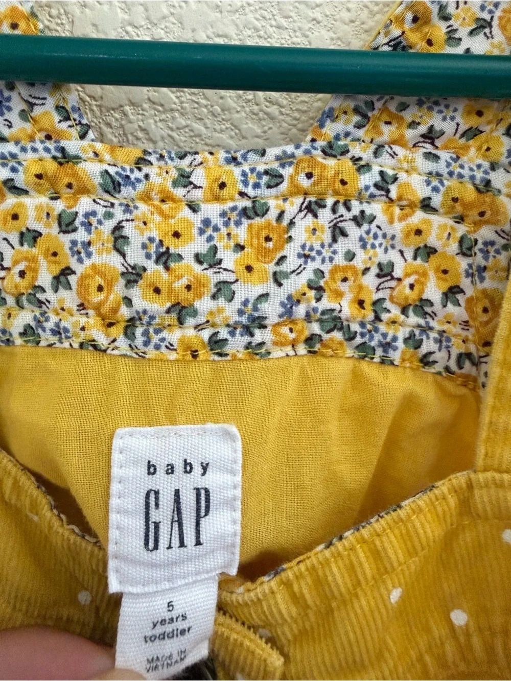 GAP Toddler Corduroy Yellow Floral-Trim Dress
